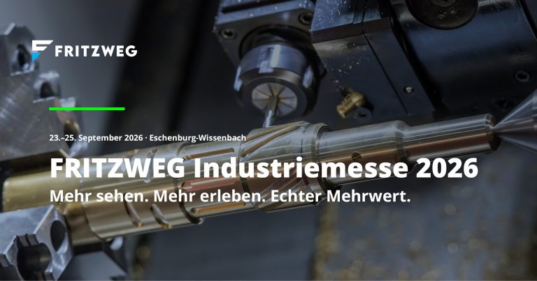 Titelbild der FRITZWEG Industriemesse 2026 in Mittelhessen mit dem Leitsatz „Mehr sehen. Mehr erleben. Echter Mehrwert.“